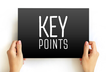 Key Points - of spoken or written text are the most important points, text concept on card
