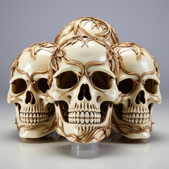 Skulls, Cartoon 3D, Isolated On White Background, Hd Illustration