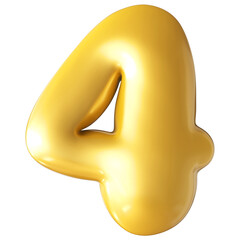Yellow Number 4 Bubble