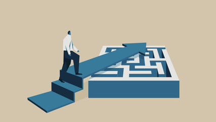 A man taking a shortcut on the maze.