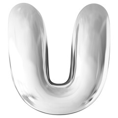 Silver Letter U Font Bubble