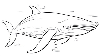 Fototapeta na wymiar Blue Whale Coloring Page in line art hand drawn style perfect for Kids