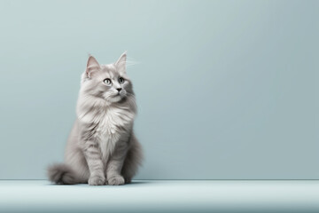 Cat on a silver background