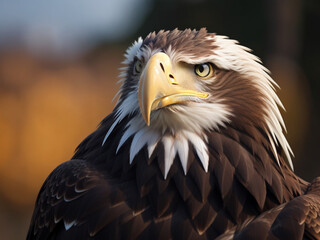 Obraz premium focus shot of eagle on cozy blurred background