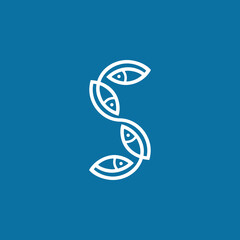 The logo is an S shape made of fish. Fisherman.