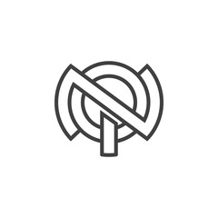 The monogram is the letter N and Q. Elegant and outline.