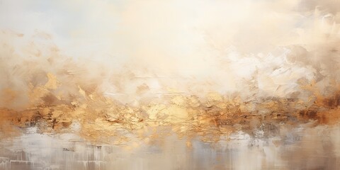 AI Generated. AI Generative. Soft golden beige color abstract watercolor ink drawing painting decorative background. Graphic Art - 664324401