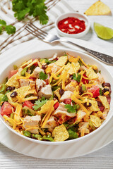 mexican rotisserie chicken salad in white bowl