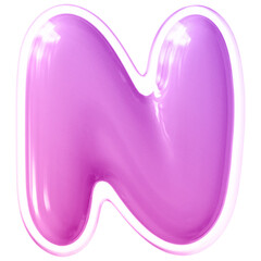 Pink Letter N Font Bubble