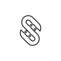 The Logo is a chain and letter S. elegant and outline.