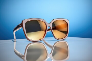 chic oversize sunglasses on a reflective surface