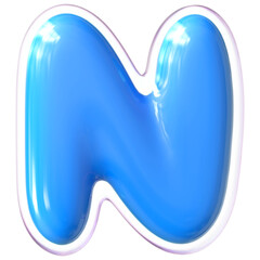 Blue Letter N Font Bubble