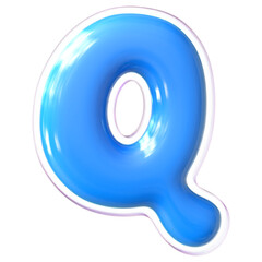 Blue Letter Q Font Bubble