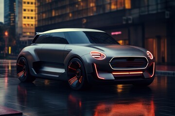 Fototapeta na wymiar Futuristic sports super concept EV car. Generative AI.