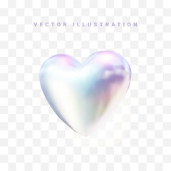 Holographic metal heart chrome 3D object