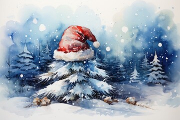 Watercolor Christmas clipart, isolated on white background. Generative AI.