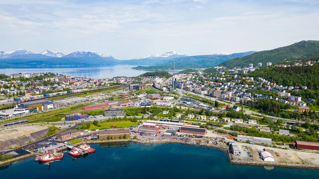Narvik city view, travel destination in Norway in teh Fylke Nordland region
