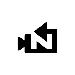 This logo is a combination of the letter N, an arrow and a video camera. Simple, minimalist and futuristic.