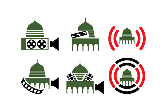 Live streaming logo on Prophet Mosque, medina. Saudi Arabia.