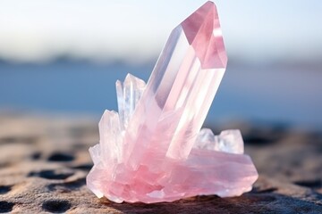close-up of a rose quartz stone with natural light - obrazy, fototapety, plakaty