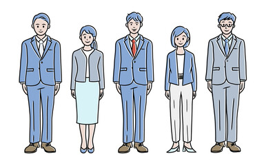 家族の直立全身イラスト素材