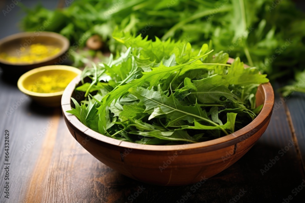 Canvas Prints fresh picked dandelion leaves in a salad bowl