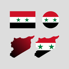 Syria national map and flag vectors set....