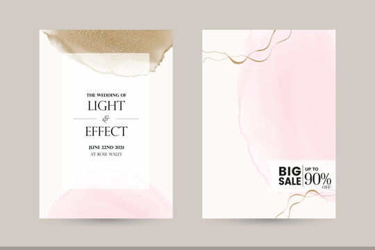 abstract luxury gold pink watercolor paint poster booklet coupon magazine card ad background template for Christmas new year beauty fashion make up business