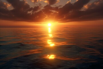 Naklejka na ściany i meble a stunning view of the sun rising across the horizon. Generative AI