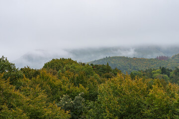 The Matra mountain near Matraszentimre at fall in Hungary