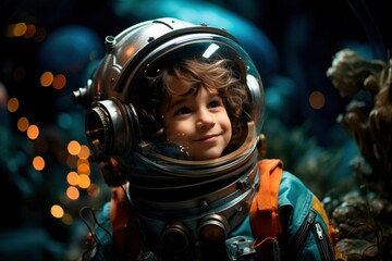 A child in an astronaut costume, soaring through space in their boundless dreams