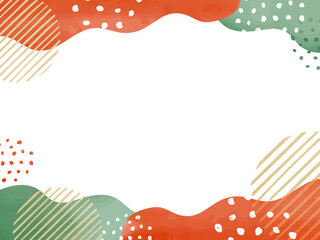 クリスマスの水彩風 曲線 抽象的 手描きフレーム