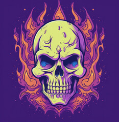 Vibrant flaming skull