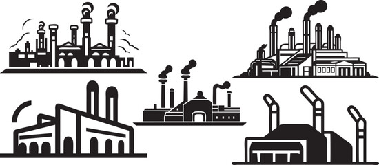 Naklejka premium industrial factory icon set vector EPS10