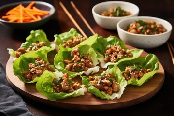 freshly made turkey lettuce wraps with sesame oil
