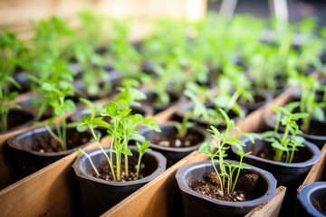 sapling seedlings in biodegradable plant pots