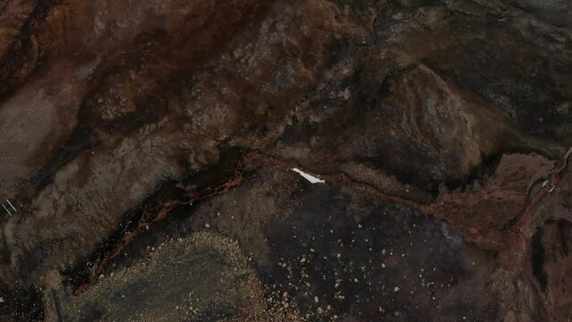 Svalbard (Spitsbergen) drone view. Island surface in spirng, some snow