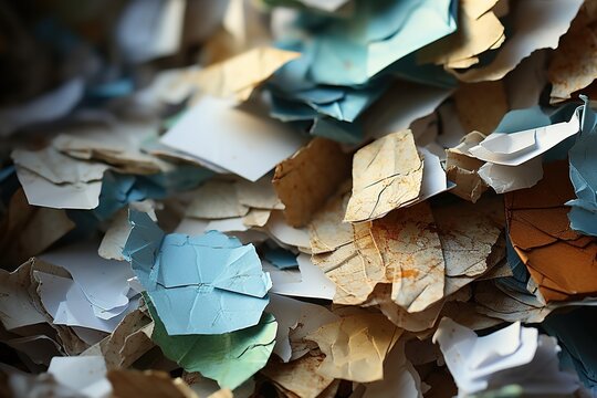 A bunch of old papers. Collection and recycling of waste paper