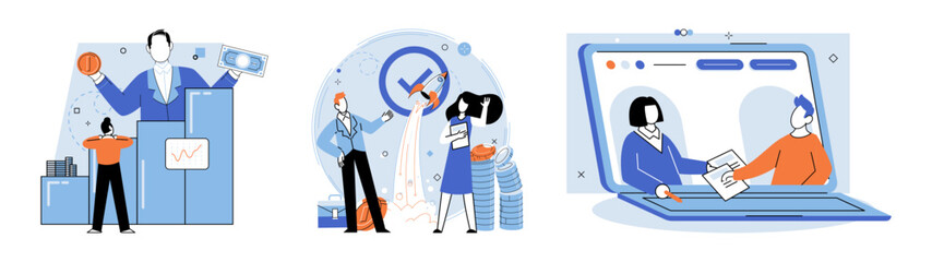 Established business. Vector illustration. Employees are backbone companys success Character illustrations add personalized touch to designs Design influences perception and appeal products