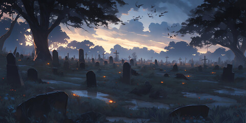 TRPGやゲームの背景として使える不気味な墓地