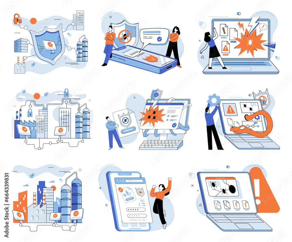 Poster data protection. vector illustration. laptops are essential tools for datmanagement and protection v