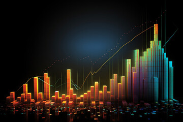 Fototapeta na wymiar Dynamic Market Chart: Business Stocks on Upward Winning UpTrend Trajectory
