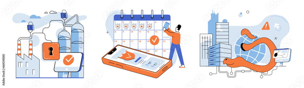 Poster information privacy. vector illustration. safeguarding personal datis paramount in digital era infor
