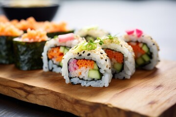 sushi rolls with filled with julienne vegetables