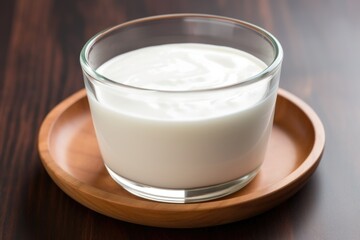 Obraz na płótnie Canvas plain yogurt in a glass bowl