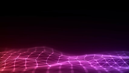 Digital technology wave. Dark cyberspace with motion dots and lines. Futuristic digital background. Big data analytics. 3d rendering.