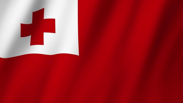 Tonga Flag. National 3d Tonga flag waving. Flag of Tonga footage video waving in wind. Flag of Tonga 4K Animation