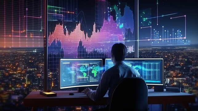 expert data scientist analyzing complex data sets with big data technology: machine learning, ai, and business insights