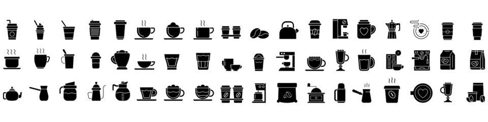 Coffee icon vector set. Hot drink illustration sign collection. Coffee house symbol. Coffee machine logo.