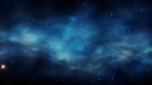 Stars on a Dark Blue Night Sky, The cosmos filled with countless stars, blue space © Planetz